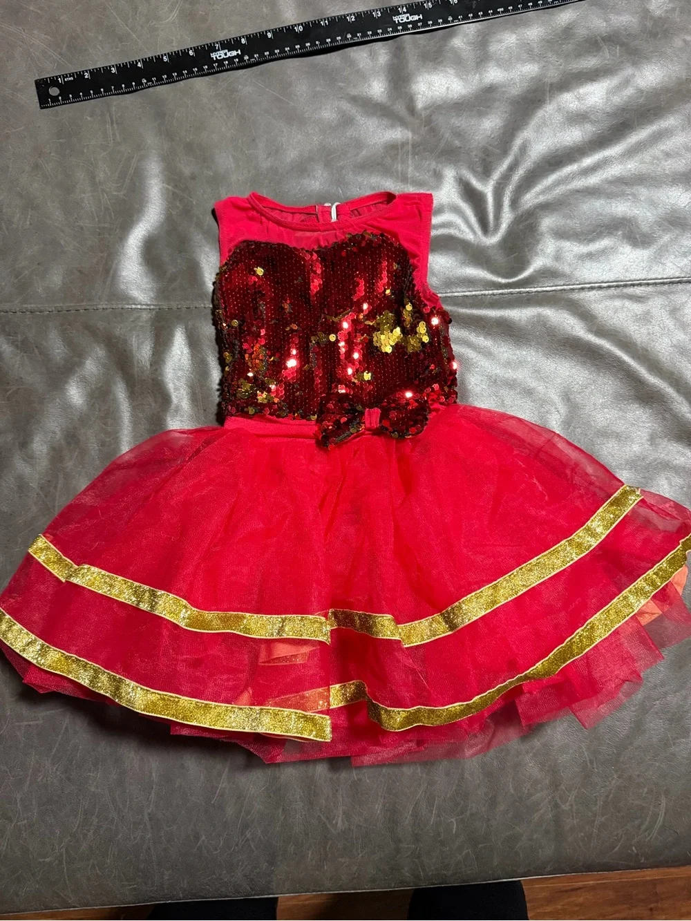Weissman Girls XSC Red Gold Sequin Tutu Dance Costume Recital Competition
